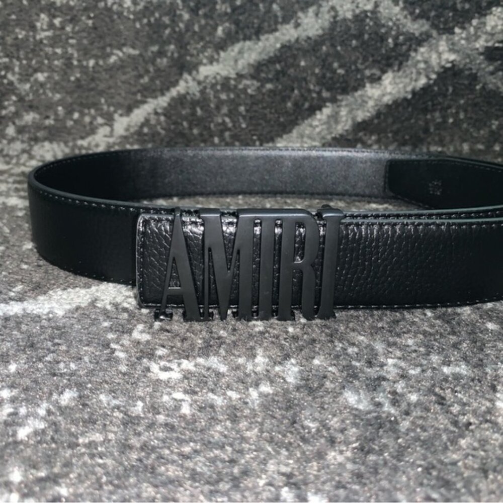 Amiri MA Logo Black Belt Vegan Leather Size 32